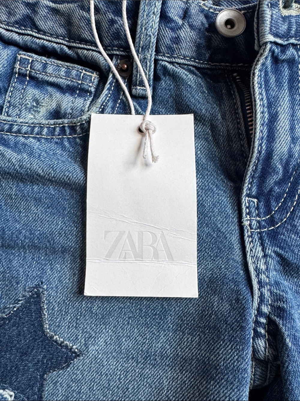 Zara Kids Denim Jeans with Star Patches - Blue - Picture 10 of 10